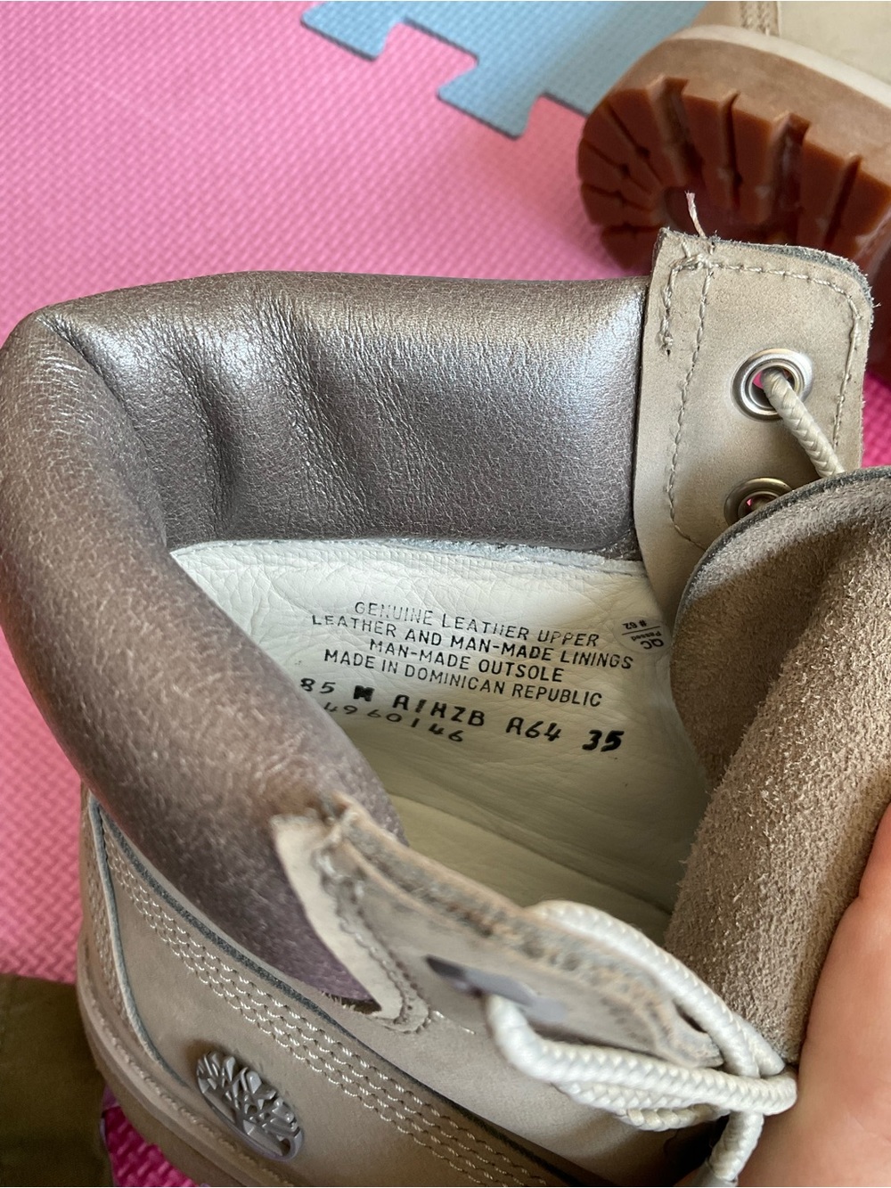 🥾Timberland W8.5‎ Gray & Silver Nubuck Lace-Up Boots - Picture 7 of 8
